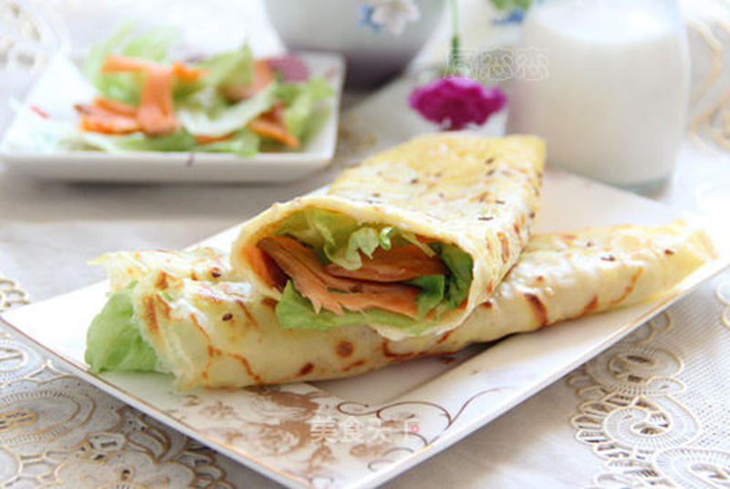 三文鱼杂粮煎饼的做法_三文鱼杂粮煎饼怎么做_厨恋恋私房菜的菜谱_美食天下