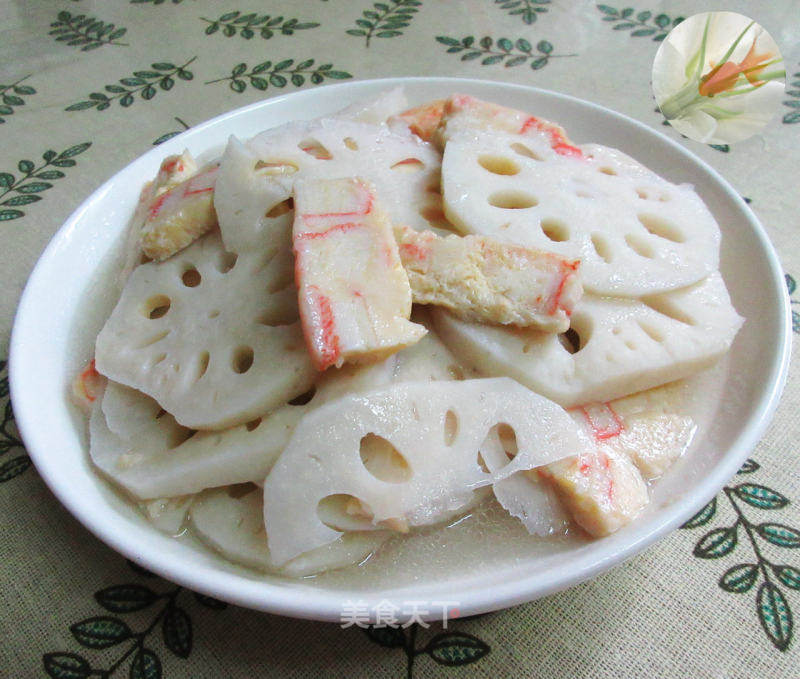蟹肉棒鸡蛋糕炒莲藕的做法_蟹肉棒鸡蛋糕炒莲藕怎么做_花鱼儿的菜谱_美食天下